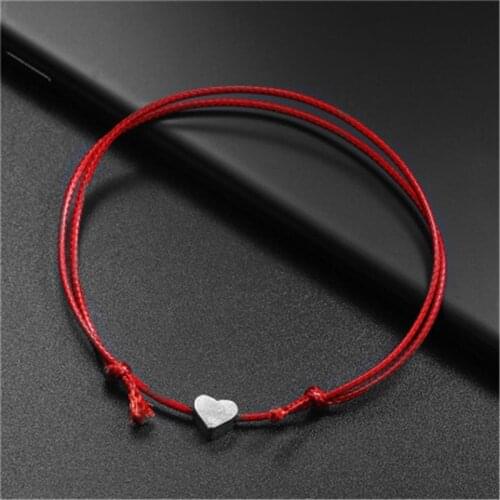 Simple Heart Bracelet for Woman Girl Child Adjustable Length Rope Wristband Charm Sister Friends Jewelry