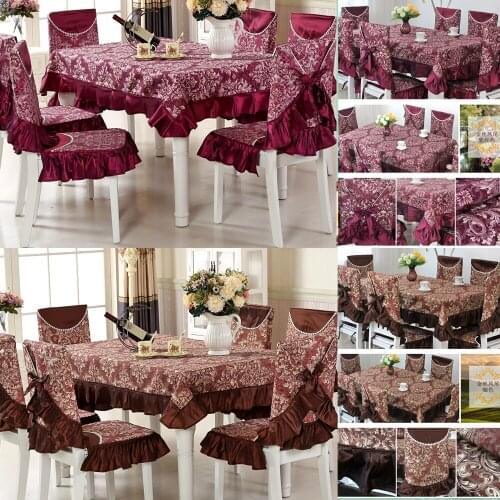 Clearance! Top Grade Jacquard Square Dining Table Cloth Rustic Cloth Set Christmas Wedding Lace Tablecloths (Only tablecloths)