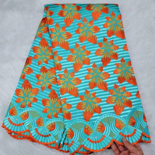 Swiss Lace Fabric 2020 Latest Heavy Beaded Embroidery African Cotton fabrics Swiss Voile Lace Popular Dubai Style 5yards