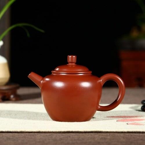 Yixing recommended pure manual collection quality goods famous teapot undressed ore dahongpao standard single flat pot