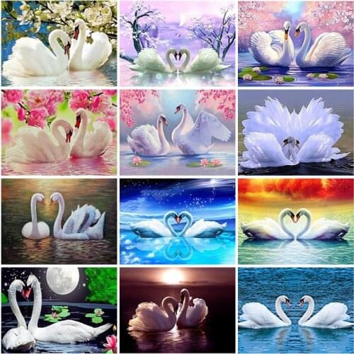 Swan DIY 5D Diamond Painting Full Round Resin Animal Diamond Embroidery Cross Stitch Mosaic Rhinestone Wall Art Home Decor