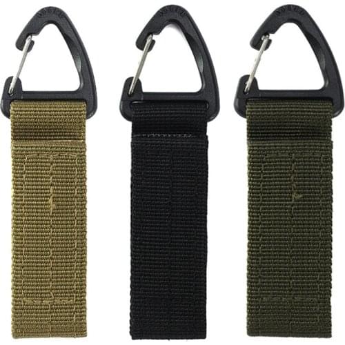 Outdoor Camping Hiking Nylon Ribbon Keychain Molle Tactical Knapsack Triangle Backpack Waist Bag Fastener Hook Buckle Climb Tool
