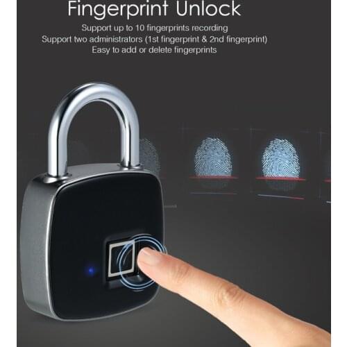 ANPWOO Smart Keyless Fingerprint Lock Security Padlock Box Lock IP65 Waterproof USB Charging Allows Outdoor Applications