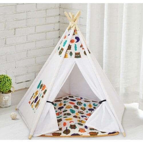 Dog/Cat Teepee, Pet Teepee House Dog Mat Washable Portable All Seasons Useable Dog Teepee Cushion Bed for Cats Puppy Little Dogs