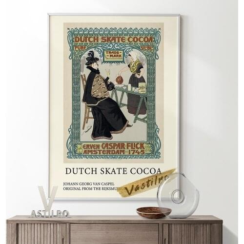 Johann Georg Van Caspel Art Nouveau Illustration Exhibition Poster Dutch Skate Cocoa Vintage Art Prints Canvas Painting Decor