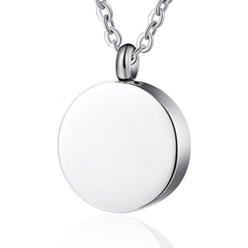 High Quality Stainless Steel Round Memorial Urns Necklace Animal Pet Ash Casket Cremation Pendant Perfume Bottle Jewelry 50cm