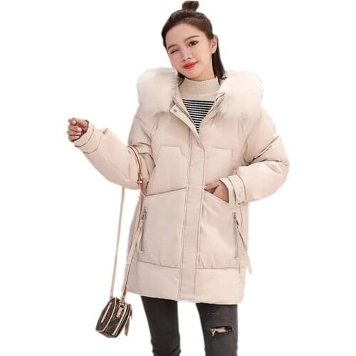 High Quality Winter Long Jacket 2021 New Women Fur Collar Women Parkas Female Coat Woman Down Cotton Jacket Casual Solid Outwear