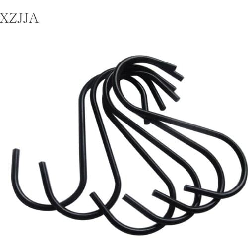 XZJJA 3PC Stainless Steel Black S Shaped Hooks Bathroom Kitchen Hanging Hanger Clasp Rack Sundries Organizer Storage Holders