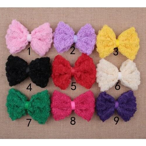 Yundfly 20pcs 4.8" Big Soft Lace Hair Bows Artificial Rose Hair Bows For Girls Women Winter DIY Headwear Hair Accessories