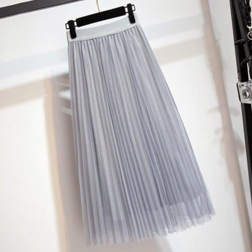 Корабль из России Women Long Chiffon Maxi Pleated Skirt Summer Autumn Midi Skirt High Waist Elascity Casual Party Skirt F103