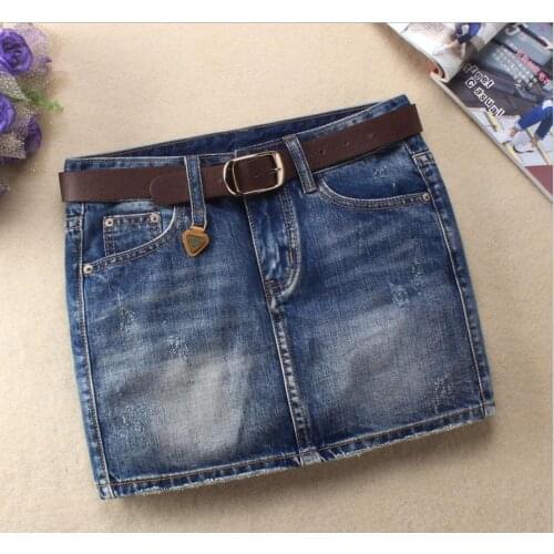 Womens Summer Package Hip Slim Skirts Low Waist Pencil Skirt Cotton Above Knee Mini Shorts Denim Skirts Saias Without Belt J2780