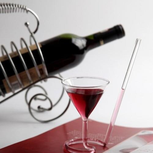 140ML Creative Cocktail Glass with Straw For Cocktail Champagne Juice Milk Coffee Whiskey Drinking Screw Spiral Glass Wine Cups