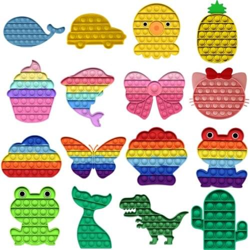 18 Shapes Push Bubble Sensory Toy Anti-Stress Relief Squeeze Toy Portable Antistress Puzzle Finger Exercise Board Silicone Toys