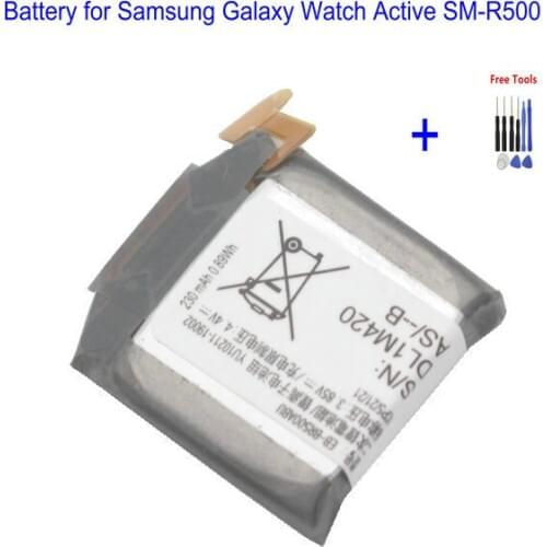 1x 230mAh EB-BR500ABU Replacement Battery For Samsung Galaxy Watch Active 1 SM-R500 Batteries + Repair Tools Kit