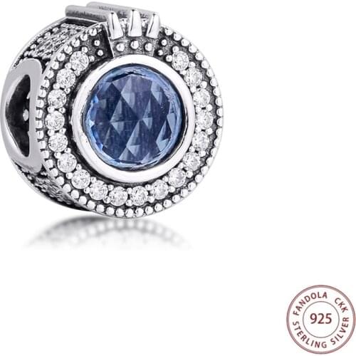 2020 New 925 Sterling Silver Sparkling Blue Crown O Charm Beads Fit Original Bracelet Charms Women Fashion Jewelry Making