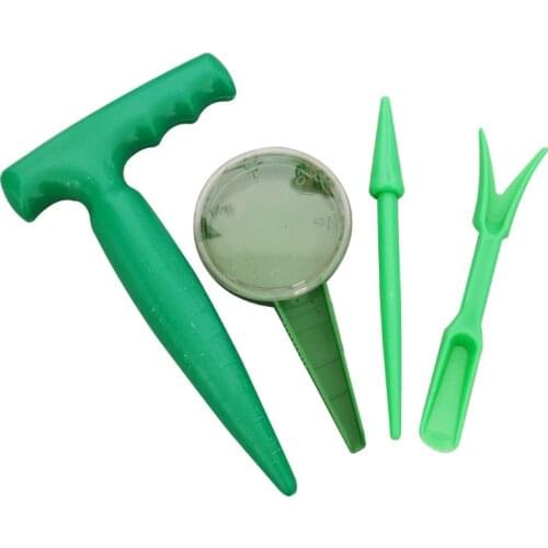 4 Pcs Mini Sowing Seeds Dispenser Distributor Traditional Dibber and Widger Set