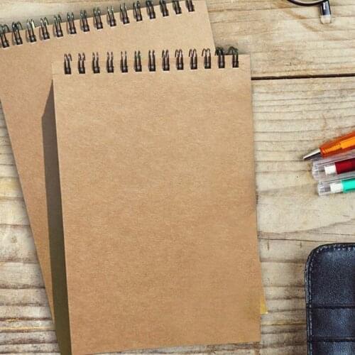 50 Sheets Hard Cover Sketchbook for Vintage Spiral Coil Paper Drawing Painting Graffiti Kraft Students School Supplies