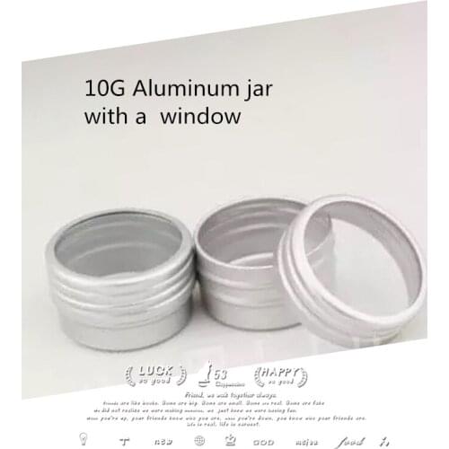 500pcs/lot 10G Aluminum Jar With A Clear Window, 10cc metal Cosmetic Packaging Container 1/3oz professional cosmetics container