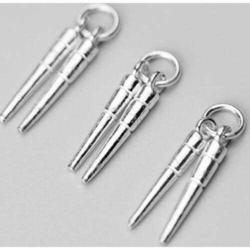 925 Sterling Silver Double Conic Shape Dangle Charms DIY Jewelry Findings Supplier Geometry Decoration Silver Pendant For Women