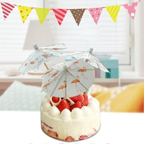 Flamingo Umbrella Cocktail Drink Picks Fruit Desserts Food Sandwich Bamboo Fork Stick Skewer Flamingo Party Pool Party Supplies