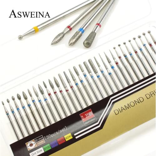 ASWEINA 30pc/set Diamond Nail Drill Bit Electric Apparatus for Manicure Machine Accessories Nail File Dead Skin Removal Tools