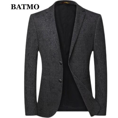 BATMO 2021 new arrival spring casual print blazer men,grey jackets male,plus-size 2027