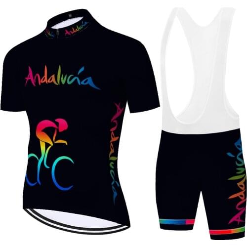Black ANDALUCIA cycling jersey spain cycling shorts 20D gel pad summer quick dry equipacion ciclismo verano hombre 2020