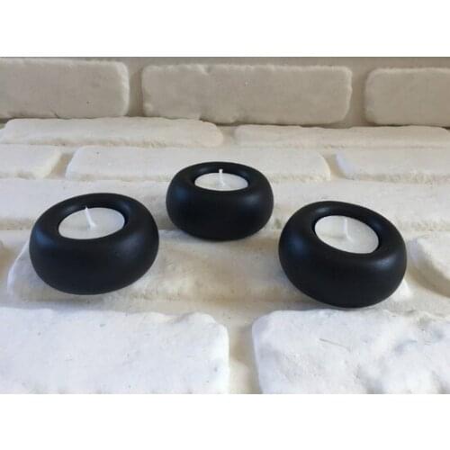 Decorative Flat Concrete 3'lü candle Holder Set candle and candlestick свеча и подсвечник vela y candelero