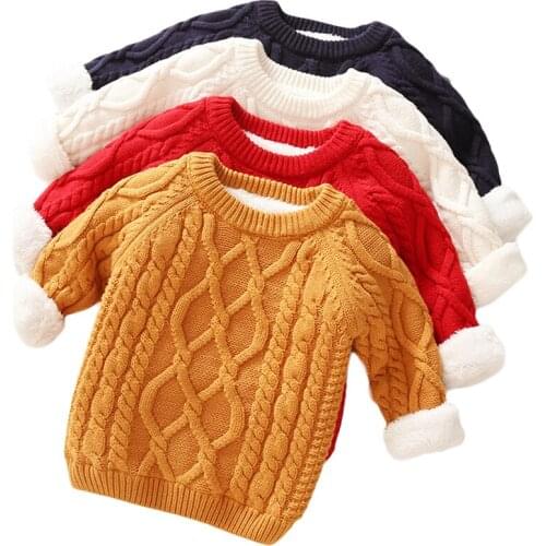 Baby Boys Girls Winter Autumn Thicken Woolen Sweater Infant Christmas Children Clothing Toddler Kids Warm Clothes for 1- 6 Years
