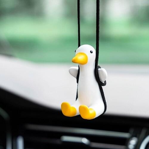 Cute Little Duck Car Pendant Interior Decoration Little Duck Swing Auto Rearview Mirror Pendant For Car Goods Accessories Gifts