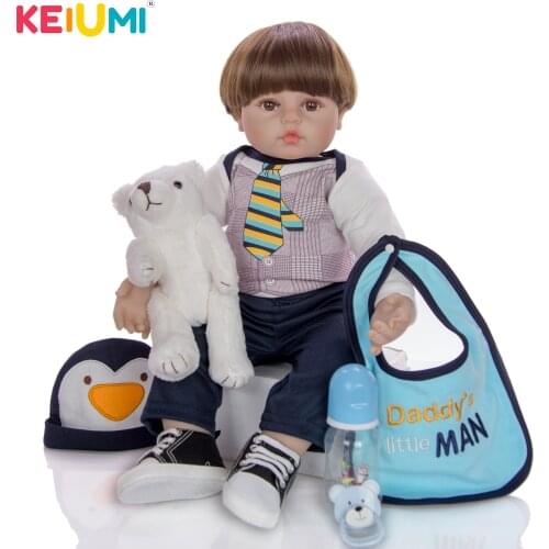 KEIUMI New Arrival 24 Inch Baby Reborn Menino Silicone Realistic Reborn Baby Dolls 60 cm For Childrens Day Playmates Cloth Body