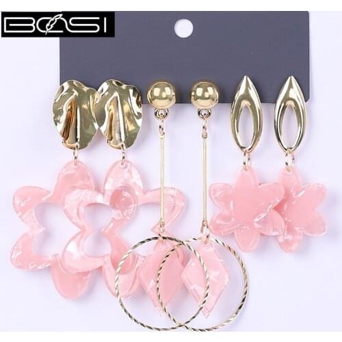 BOSI pink set earrings fashion jewelry drop earrings set Women minimalist long earrings boho simple earring wholesale acrylic cc