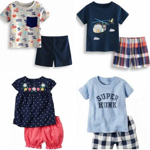 2018 Baby Boy Clothes Suit 0-2 Years Toddler Clothes 2PCS Clothes Sets Summer Cotton Newborn T-Shirt Shorts Pant Tracksuit