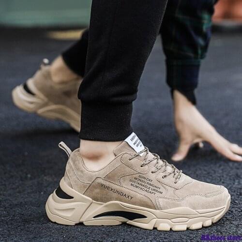 Trend Flat Sneakers For Man Thick Sole Solid Colors Casual Shoes Flock Loafers Spring/Autumn Dads Shoes Pop Tide Round Toe New