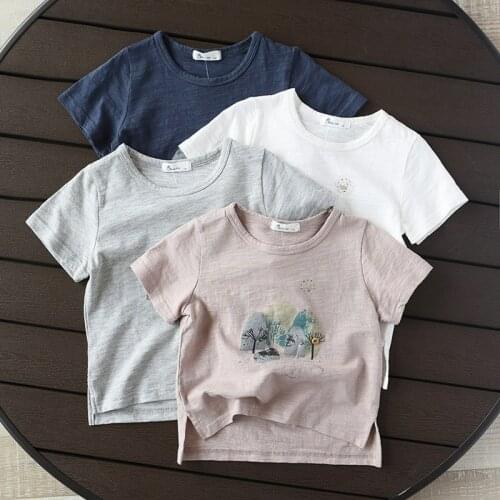 Summer Children T shirt for Boys&Girls Clothes Cartoon Bamboo Cotton Short Sleeve T Shirt Tops BC985