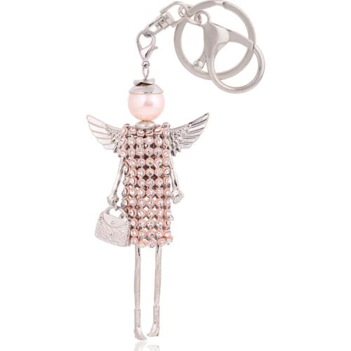 Statement rhinestone wings keychain angel key chain 2020 new fashion crystal bag pendant women jewelry gift