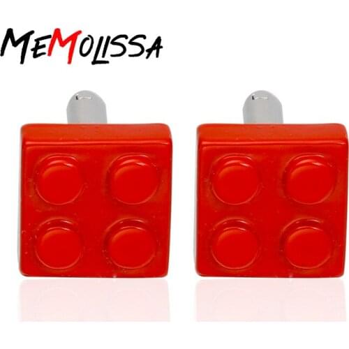 Memolissa Bricks Design Cufflinks for Mens Red Color Copper Novelty Cuff Links Wholesale&retail High Quality Jewelry