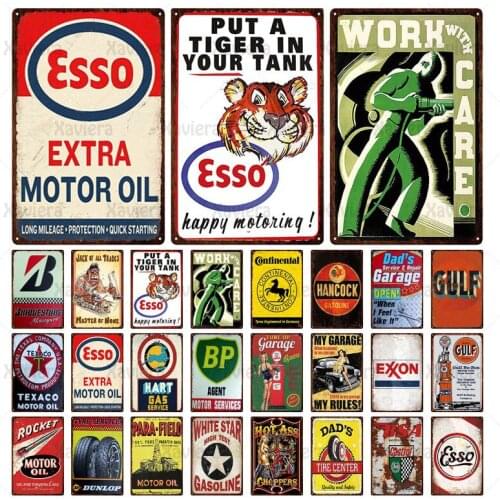 Metal Iron Plaque Plates Gulf Motor Oil Vintage Metal Tin Signs Home Bar Garage Gas Service Station Decorative Wall Art Poster
