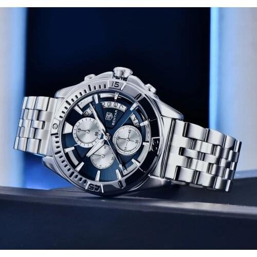 BENYAR 2021 New Quartz Watch Mens Top Luxury Brand Fashion Mens Watch Stainless Steel Waterproof Luminous Watches Chronograph
