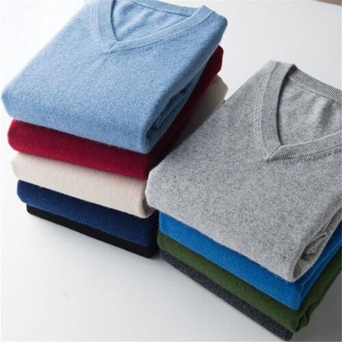 Pullover V-Neck Sweater Men 2021 Autumn Winter Cashmere Cotton Blend Warm Jumper Clothes Pull Homme Hiver Man Hombres Sweater