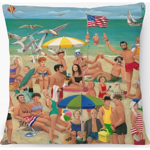Jigsaw Puzzle Famous People Celebrities At Beach Cushion Covers Bruce Lee Mona Lisa Art Painting Cushion Cover Linen Pillow Case