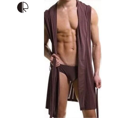 New Arrival Mens Fashion Sexy Casual Sleeveless Hooded Robe Lounge 4 Color 3 Size Wholesales,Free Shipping,AP076