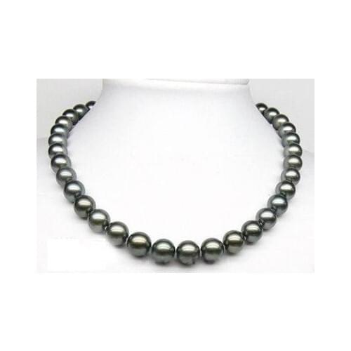 Charming TAHITIAN black 9MM AKOYA PEARL NECKLACE Fashion Free shipping