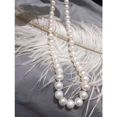 MADALENA SARARA 7.5-8mm AAA Freshwater Pearl Necklace Near Round Natural White Pearl Strand 18" Women Jewelry