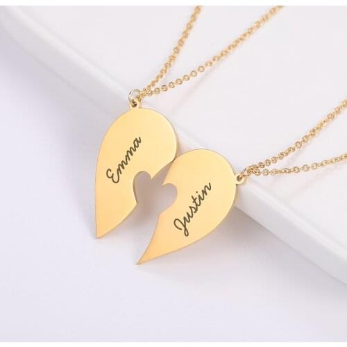 Couples Heart Necklace Personalized Necklace Jewelry Stainless Steel Custom Name Pendant Gift for Her Valentines Day Gift
