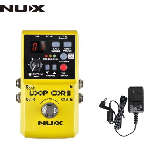 NUX Loop Core Looper Guitar Effect Pedal 6 Hours Recording Time 99 User Memories Drum Patterns TAP Tempo Free Power Adapter