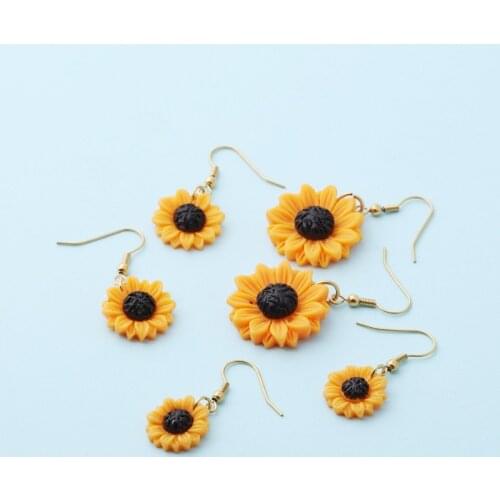 Sunflower 15mm 18mm 25mm Orange Resin Charms Earrings for Women Jewelry Gift