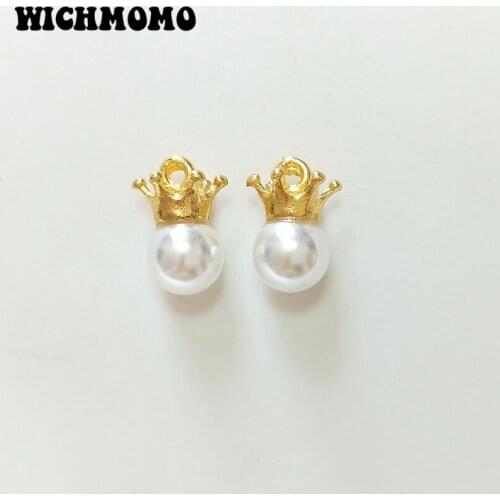 2019 New 10pieces 14*8mm Crown Imitation Pearl Charms Pendant Linker for DIY Necklace Bracelet Jewelry Accessories