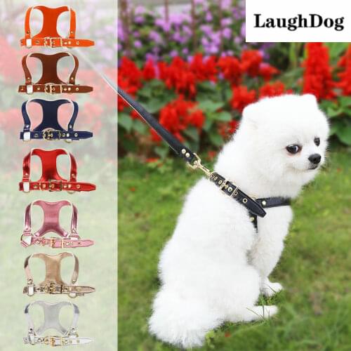 Dog Harness Adjustable Dog Leash Leather Accessories For Small Dog Collar Chihuahua Solid Pet Strap Belt PU Dog outdoor Products