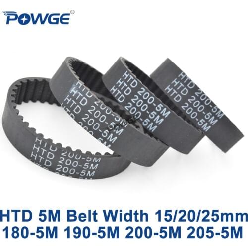 POWGE HTD 5M Timing belt C=180/190/200/205 width 15/20/25mm Teeth 36 38 40 41 HTD5M synchronous Belt 180-5M 190-5M 200-5M 205-5M